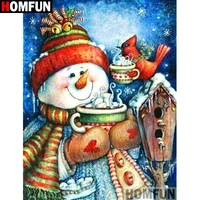 homfun full squareround drill 5d diy diamond painting cartoon snowman embroidery cross stitch 3d home decor a10688