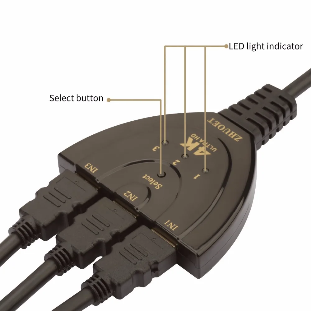 HDMI сплиттер 4K * 2K 3D Mini 3 порта s кабель переключателя 1.4b 1080P для DVD HDTV Xbox PS3 PS4 в 1 порт