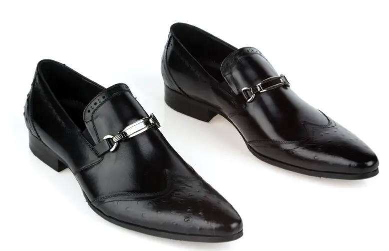 Slip-On Men's Dress Oxfords Male Smart Casual Genuine Pointed Toes Carved Men Shoes Low Heel Gradient Formal | Обувь