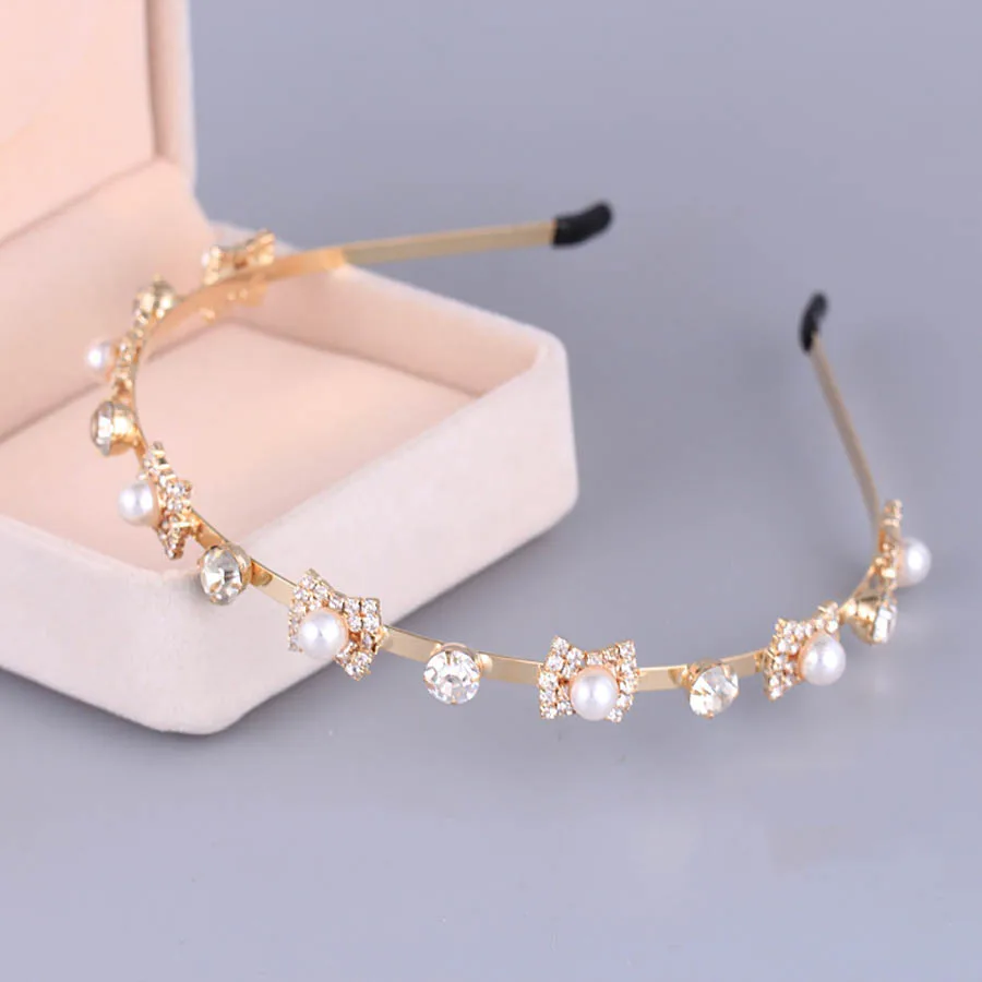 Haimeikang Изысканные Большой жемчуг Hairbands для женщин девочек аксессуары для волос Блестящий горный хрусталь обруч для волос резинки для волос