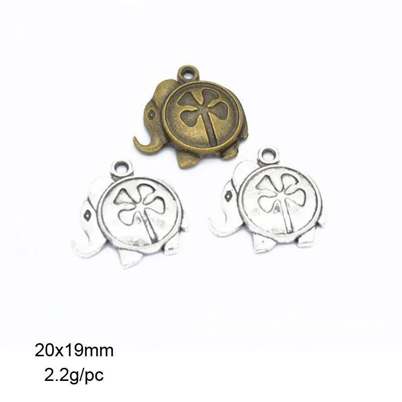 

30pcs 20x19mm Antique Silver/Antique Bronze Alloy Animal Elephant Charm Pendant For Jewelry Making