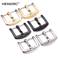 hengrc metal watch band buckle 18 20 22 24mm men watchband strap silver black stainless steel clasp accessories