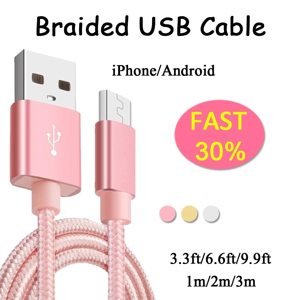 Нейлоновый Micro USB кабель для Android синхронизации данных и зарядки Prestigio MultiPad Wize 3508 4G