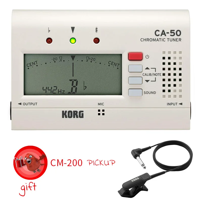 KORG CA2 CA50 большой дисплей Авто хроматический тюнер гитара/бас/саксофон/скрипка/тюнер для флейты Универсальный тюнер - Цвет: CA-50(with cm200)