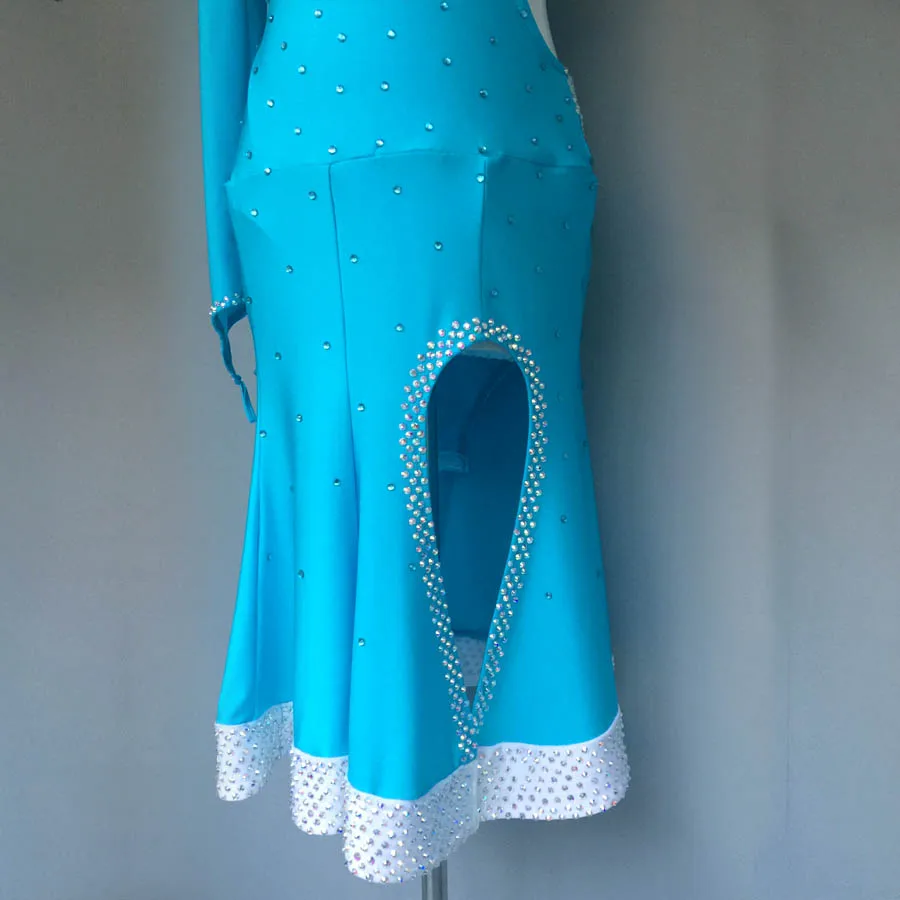 

New style latin dance costumes sexy senior spandex diamond long sleeves latin dance dress for women latin dance dresses S-4XL