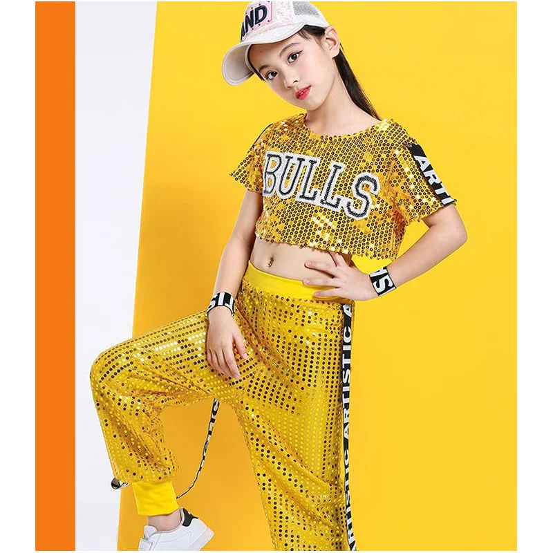 Детские брюки с блестками куртка Футболка Одежда в стиле хип хоп джаз