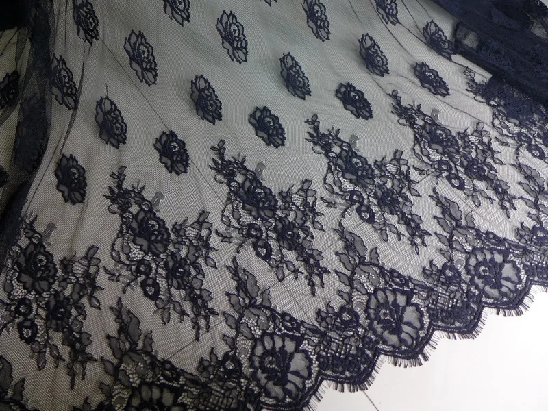 150 см Ширина 3 м/лот Новая Черная Тюлевая кружевная ткань с ресницами Мягкая