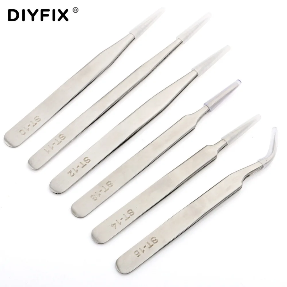 Набор прецизионных электронных пинцетов DIYFIX 6 в 1 из нержавеющей стали