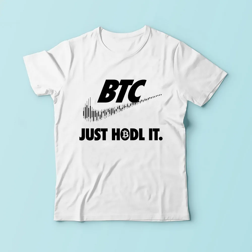 2018 новая белая Повседневная футболка большого размера homme Биткоин JUST HODL IT Смешные