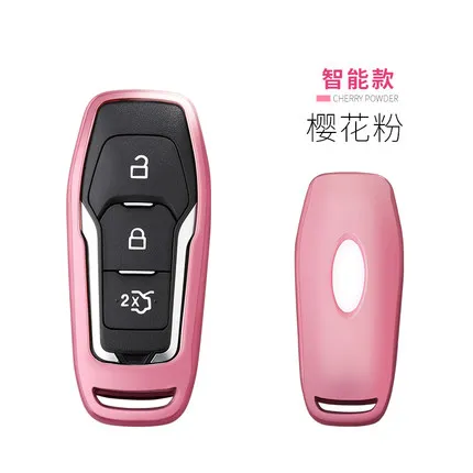 Цветной чехол для ключей из ТПУ для FORD FUSION MONDEO MUSTANG F-150 LINCOLN EDGE EXPLORER MK 4 кнопки 5 кнопок - Название цвета: A-pink