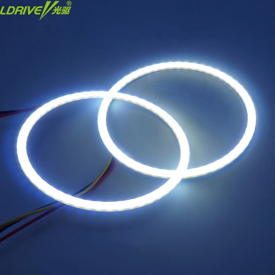 

2PC/lot Super Bright Car Headlight DRL fog lights SMD COB Angel Eyes halo rings with Turn Signals Universal 60MM-120MM choose