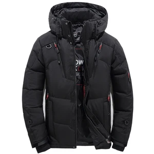 Прямая поставка, мужские зимние куртки на белом утином пуху, утепленные парки с капюшоном, мужская верхняя одежда на молнии, пальто AXP235