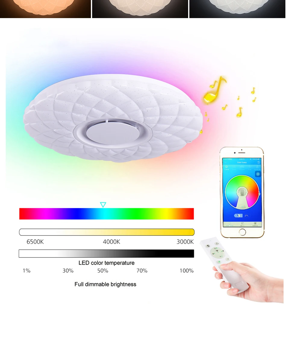 Современные светодиодные потолочные лампы Bluetooth музыкальный светильник RGB с регулируемой яркостью 36 Вт приложение дистанционное управление Фойе Спальня умный потолочный светильник
