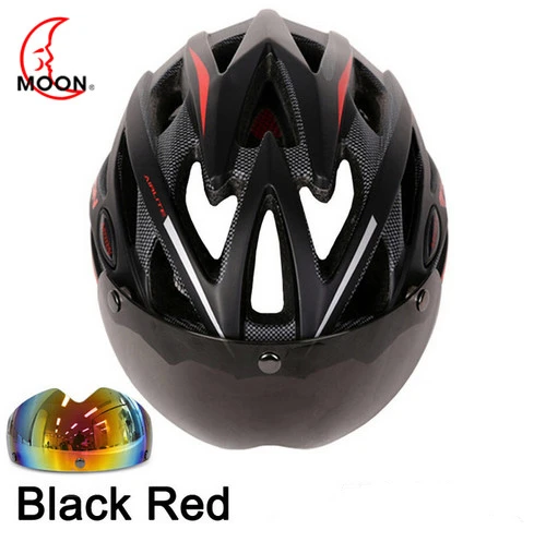 speed red 2 lens Moon 3 объектив велосипедный шлем гоночный велосипед защитный шлем с магнитными очками Сверхлегкий в форме дорожный велосипедный шлем Casco Ciclismo - Цвет: speed red 2 lens