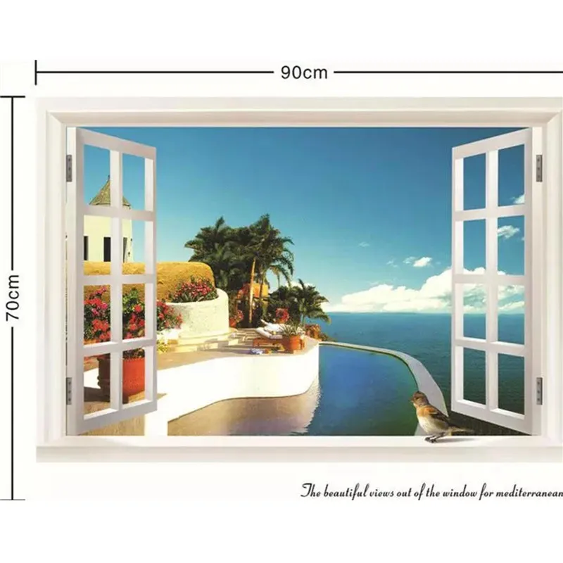 1X домашний декор съемные окна в средиземноморском стиле пляжные настенные