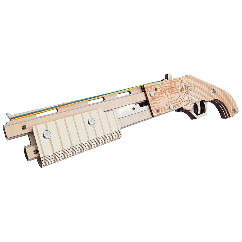 Белый 3D деревянные детские игрушки-пазлы Mossberg дробовик головоломка игрушки модель резиновый браслет "сделай сам" пистолет деревянные игрушки для детей - Цвет: Белый