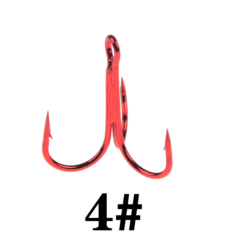 10 шт. Большая скидка 2#4#6#8#10# красный заточенный для рыбалки тройные Крючки рыболовные снасти инструменты аксессуары круглый изогнутый