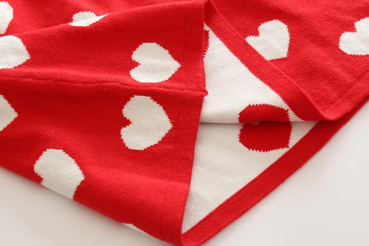 Spring and Autumn Baby Girl's New Beautiful And Cute Clothing Red Knitted Love Embroidered Pure Cotton Long Sleeved Dress | Детская