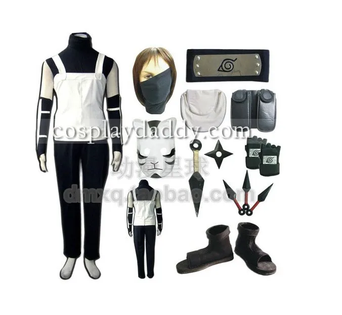 Маскарадный костюм Наруто Хатаке Какаши + обувь перчатки оружие сумка повязка на