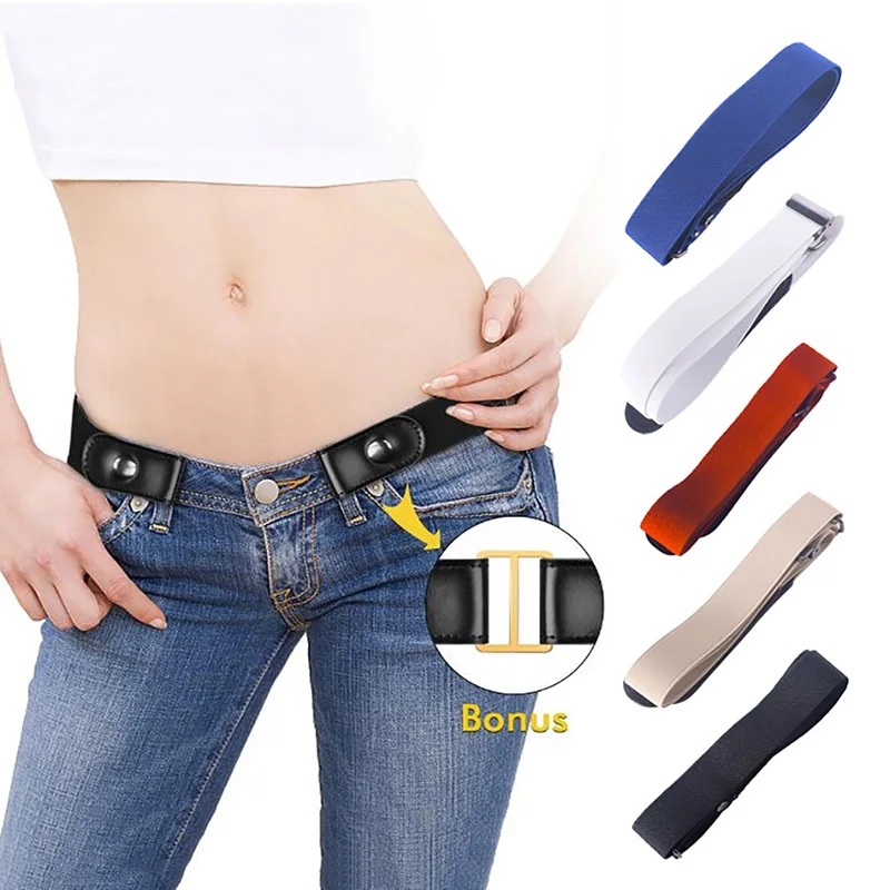 

Buckle-Free Elastic Belt Buckle Free No Buckle Stretch Belt for Jeans Pant Dresses Women Men No Hassle Bulge Waist Belt Dropship