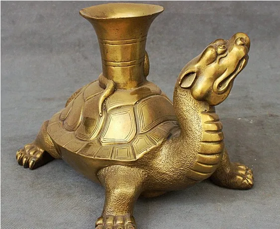 YM 322 10 Chinese Palace FengShui Brass Longevity Tortoise Turtle Snake Statue | Дом и сад