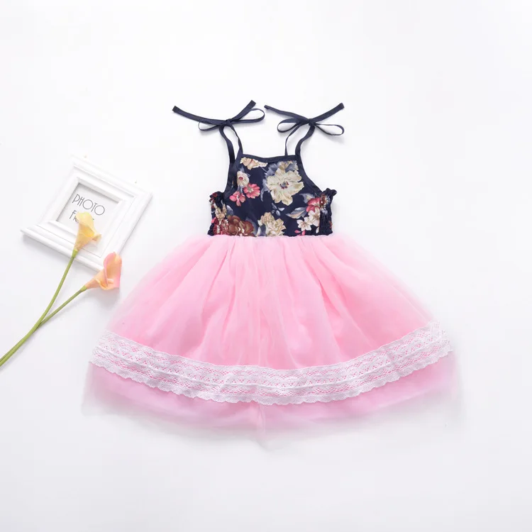 Кружевное платье-пачка для маленьких девочек детское платье с цветочным принтом