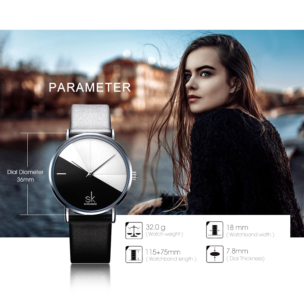 

Shengke Women's Watches Fashion Irregular Vintage Leather Wrist Watch Ladies Watch Women Clock Reloj Mujer Montre Feminino 2019