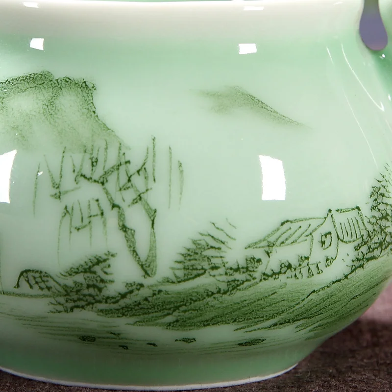 180ml Hand-painted tea fair cups pottery Kung Fu set Longquan celadon sea | Дом и сад