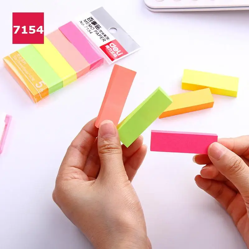 2Packs 5Colors Colored Rainbow Paper Memo Pads Stickers Self-Adhesive Sticky Message Notes Students Remark Distinguish 7154 | Канцтовары