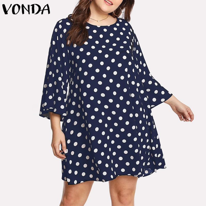 Плюс размер 5XL женский 2018 богемный горошек Печатный Vestidos Осень Повседневный