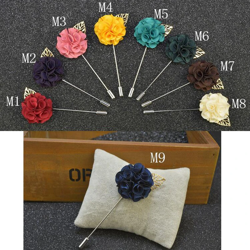 Fashion Handmade Flower Boutonniere Stick Brooches Pin Men Women Accessories Cute Gold Leaf Lapel for Suit | Украшения и