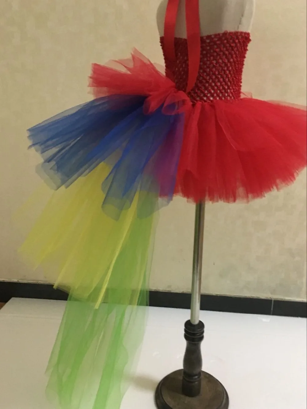 Lovely Girls Rainbow Color Sweep Tutu Dress Baby Fluffy Layers Tulle Ballet Tutus with Strap and Flower Hairbow Kids Party | Детская