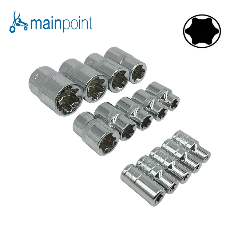 Mainpoint 1/" 1/2" 3/" Е-розетка набор CR-V Torx звезда бит Комбинированный привод торцевые гайки набор для ремонта автомобиля ручной инструмент