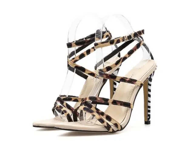 Женские босоножки с леопардовым принтом зебры женская летняя обувь zapatos mujer