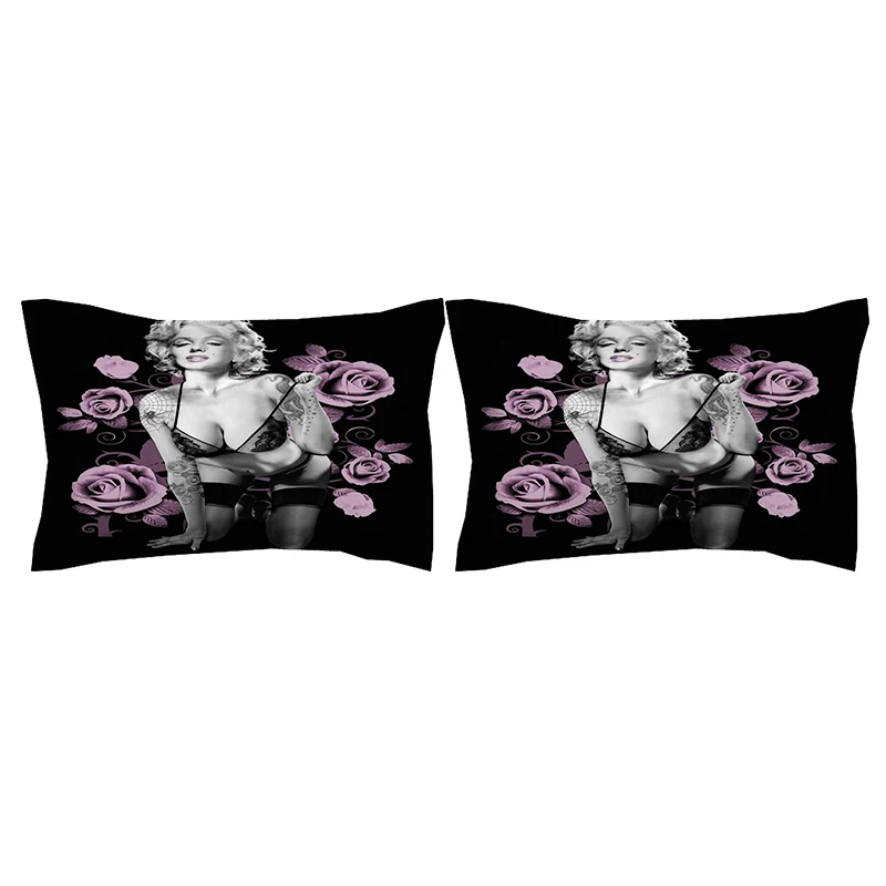 Marilyn Monroe Black Luxury Bedding Set King Twin Queen size Double Hotel Duvet Cover pillowcase flower bedclothes Home Textiles | Дом и сад