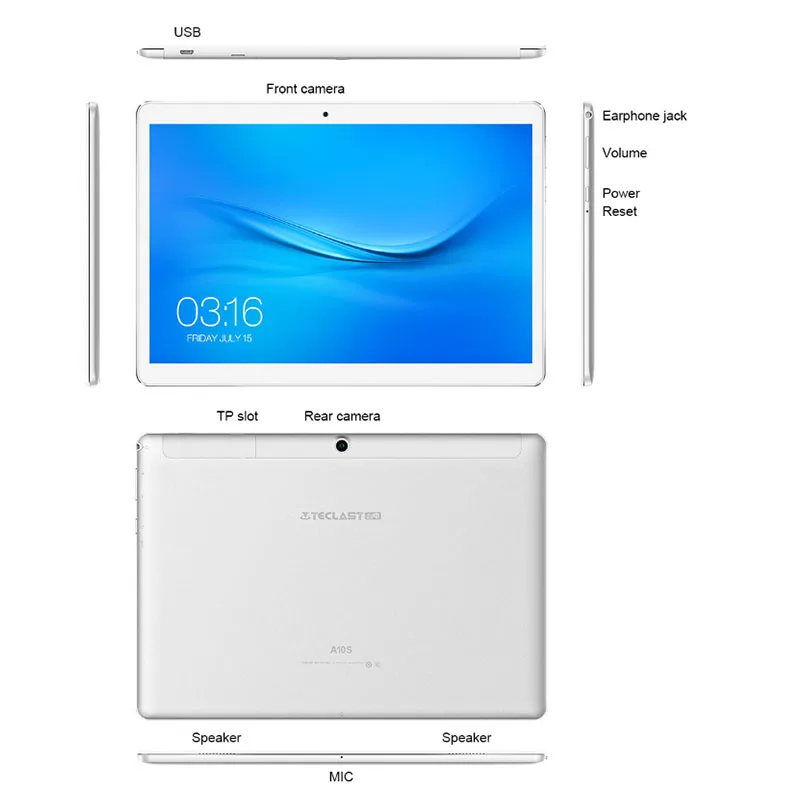 Teclast A10S 10 1 дюймов 1920*1200 Android 7 0 MTK8163 четырехъядерный 3 ГГц 2 Гб ram 32 eMMC две камеры