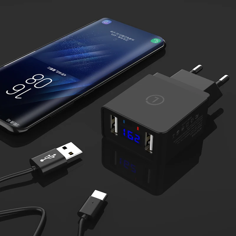 Устройство зарядное LINGCHEN с двумя USB-портами и светодиодным дисплеем а | Мобильные