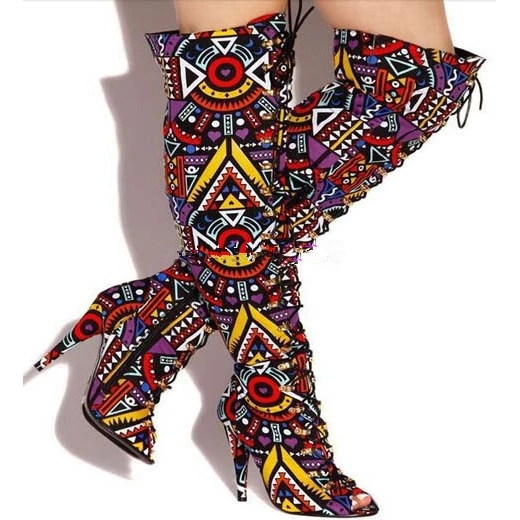 Botas Mujer пикантные туфли с открытым носком выше колена женские ботинки