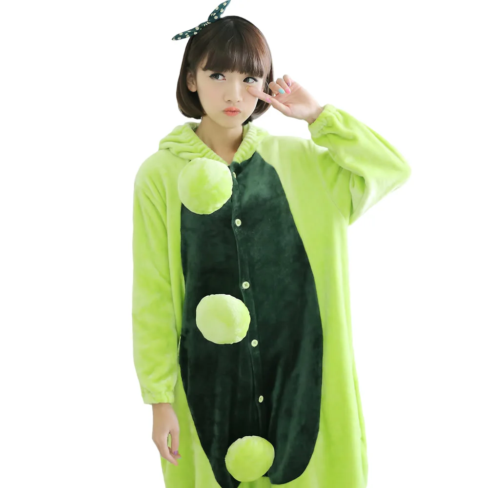 Милые зелённых Горохов в пижамы унисекс Пижама для взрослого модные с рисунками