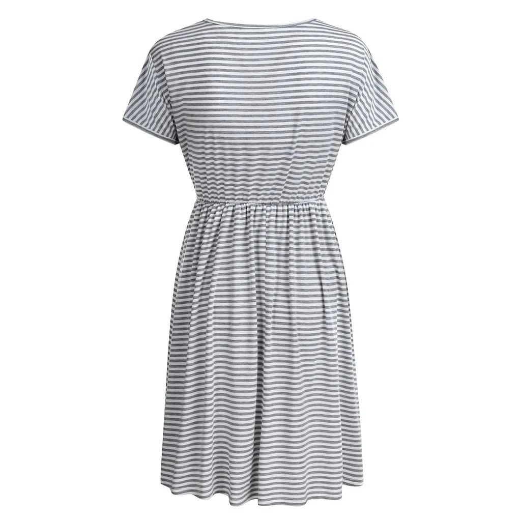 Платья для беременных женщин платье Лето 2019 с коротким рукавом летнее в полоску