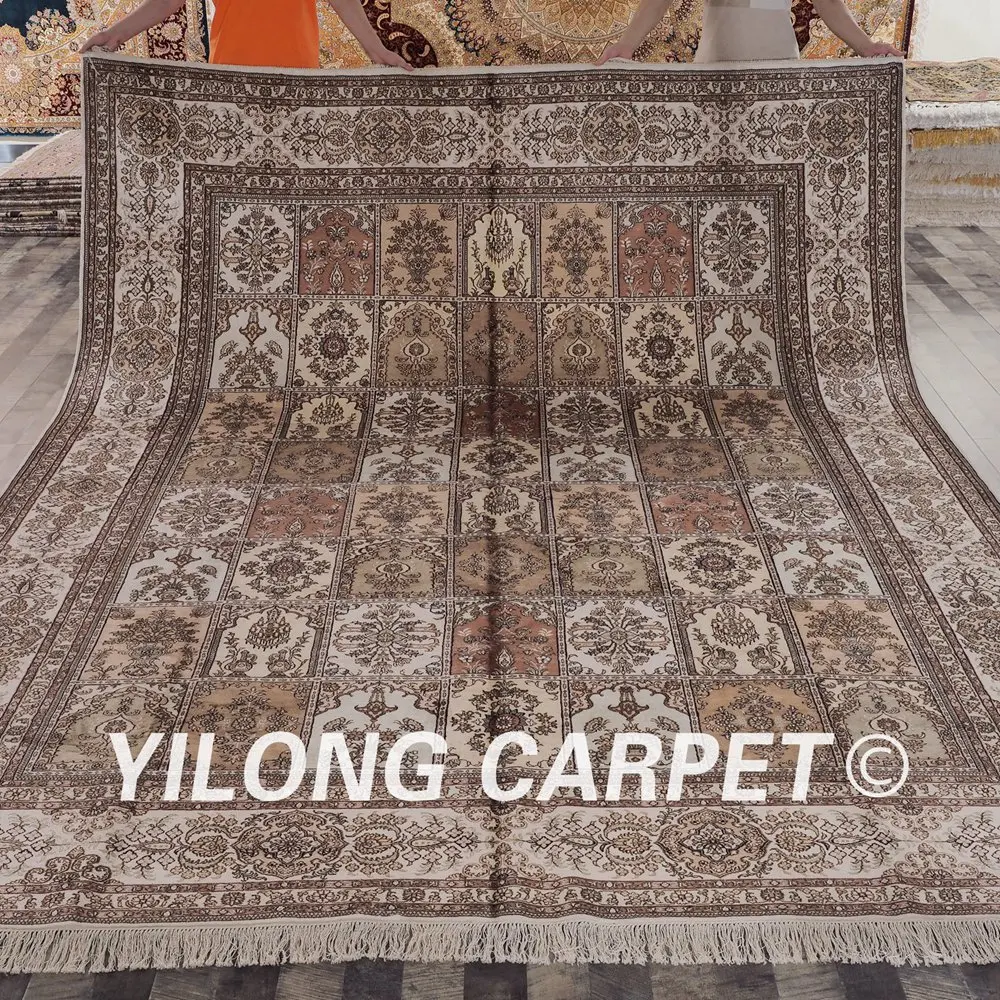 Kopen YILONG 9'x12 'Tabriz Zijden Kleed Grote Antieke Vier Seizoenen Perzische Handgemaakte Zijden Tapijt (YHW192B9x12)