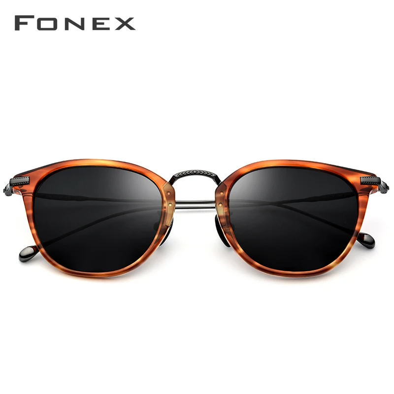 FONEX Pure B Титан ацетат поляризованные солнцезащитные очки мужские новые модные брендовые дизайнерские винтажные Квадратные Солнцезащитные очки для женщин