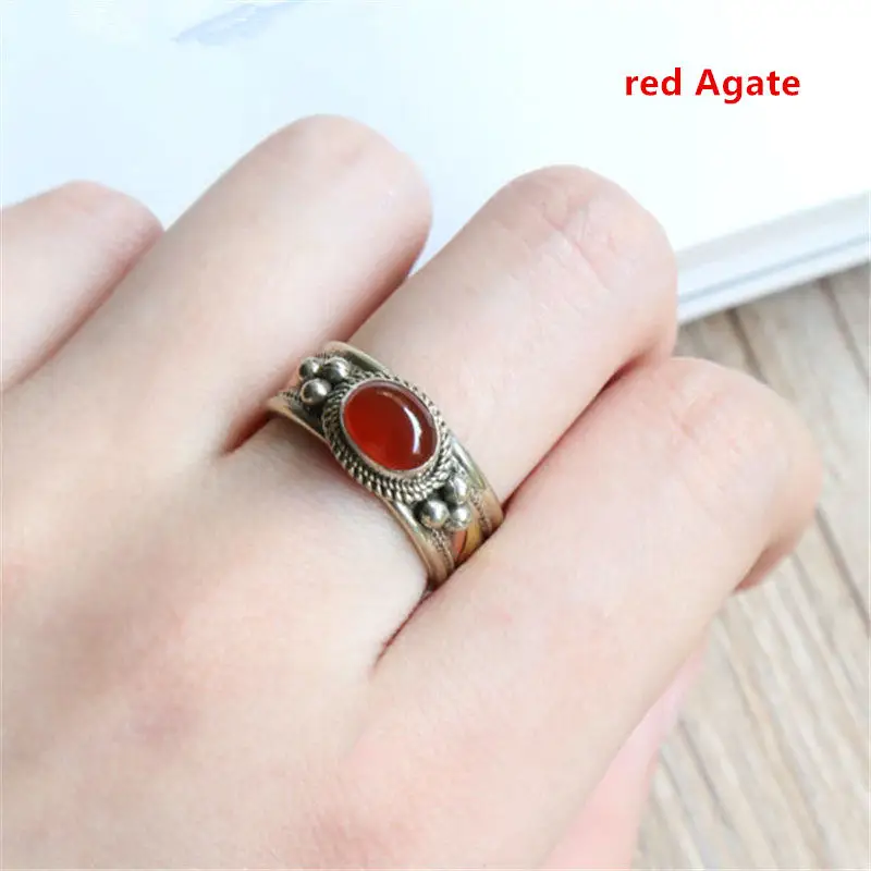 Red Agate R131 индийская Роза Медь инкрустированные мульти бусы золотые кольца Винтаж милые для девочек - Цвет основного камня: Red Agate