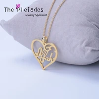 silver 925 jewelry personalized heart pendant with custom name hollow out gold plate necklace women jewelry