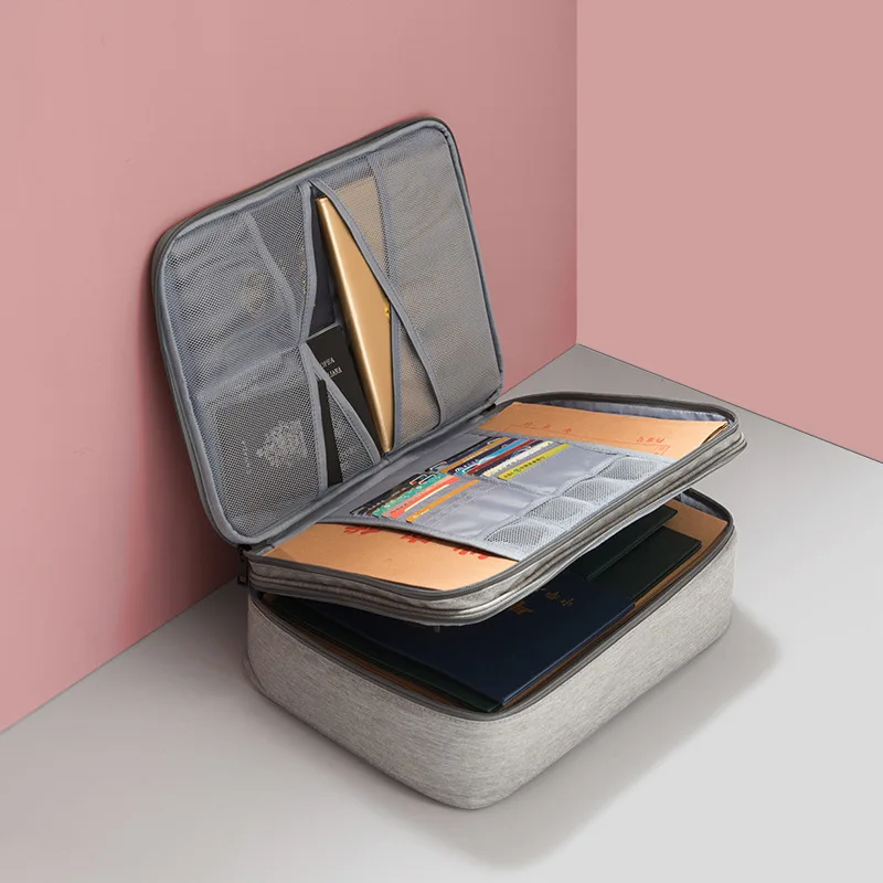 Folder Document Bag Multi-function A4 Grid File Folder Fabric Document Boxs Holder Storage For Passport Ticket Package Pouch