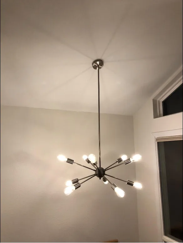Sputnik Chandeliers Brass Modern Pendant Lamps Antique gold Industrial stair Lighting fixtures 10 arms Brushed Nickel Black tube