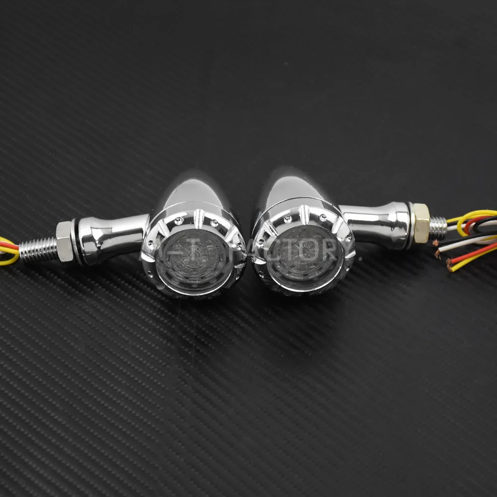 2 шт. хромированные Светодиодные поворотники для мотоцикла 12 В 10 мм| |