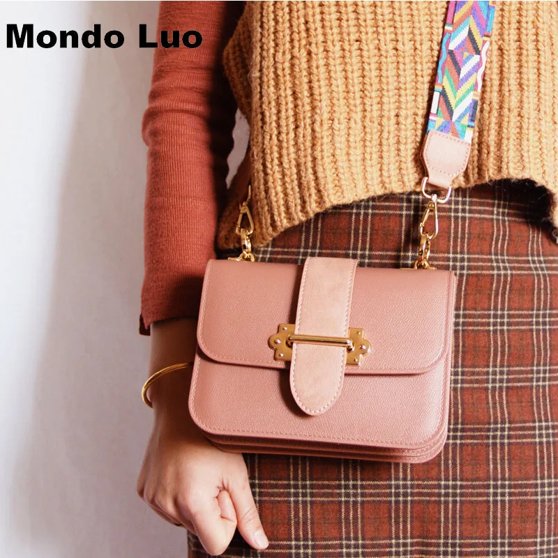 2018 женская сумка с широкими лямками универсальная яркая однотонная мини