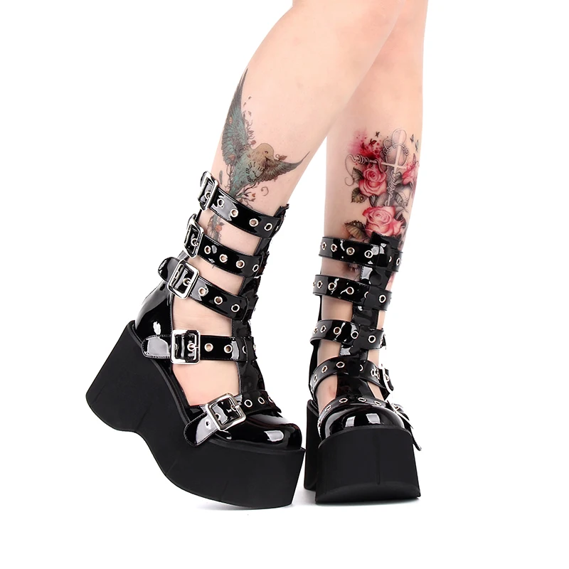 

Angelic imprint Women's Super High Heels Lolita Sandals Summer Punk style Shoes Size 35-43 6029