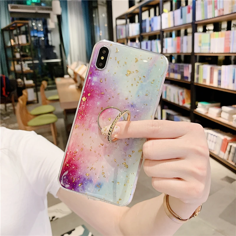 Модный Блестящий чехол из золотой фольги с градиентом для iphone XS Max X XR 8 7 6 6S Plus